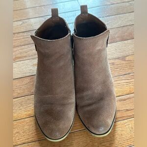 Lucky Brand Basel Suede Flat Bootie in light brown